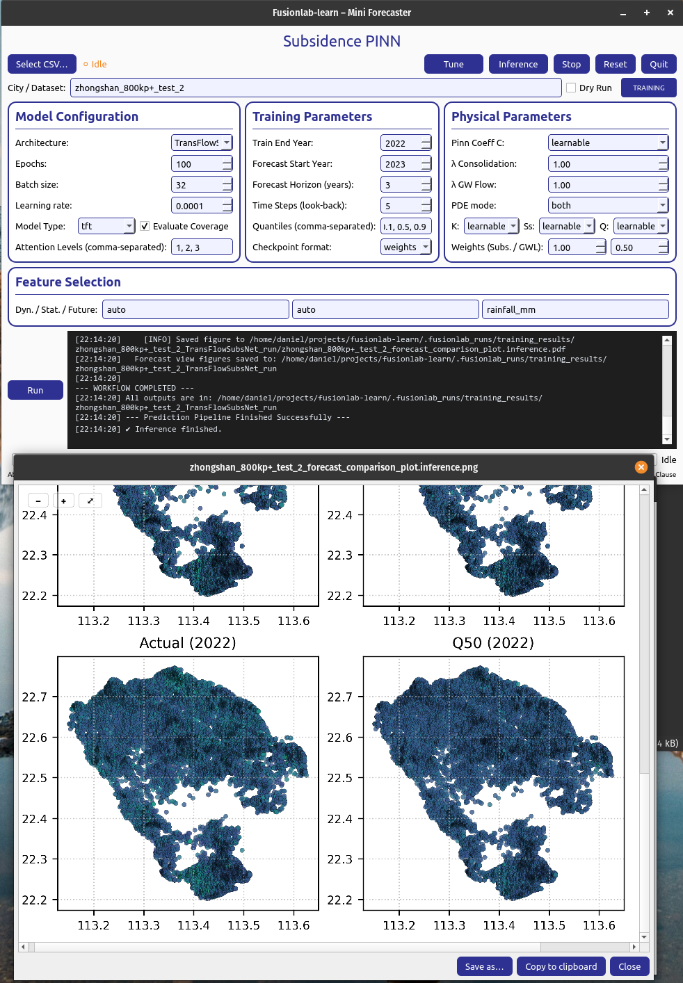 GUI after run completion